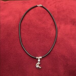 Silver Crescent Moon Pendant Necklace